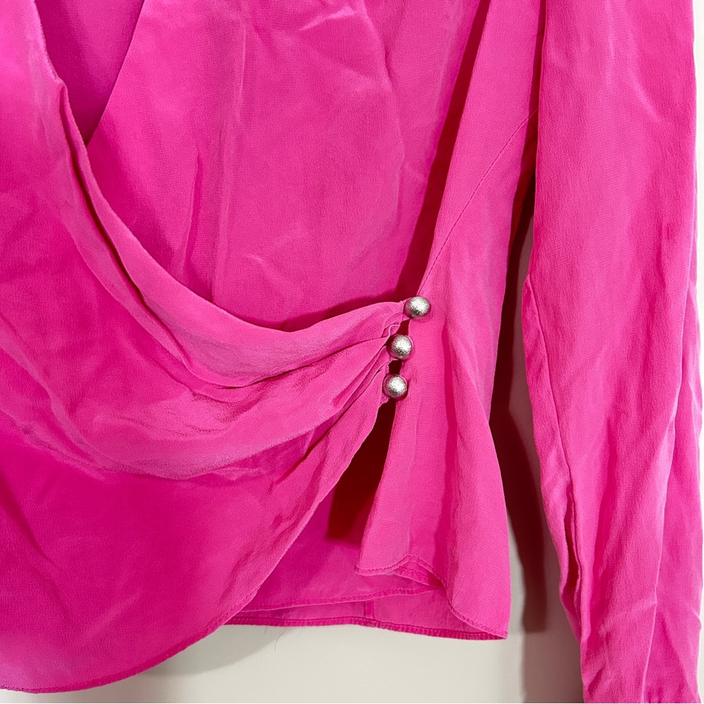 BAIA 💯% Silk Faux Wrap Blouse Sz M - Picture 3 of 9